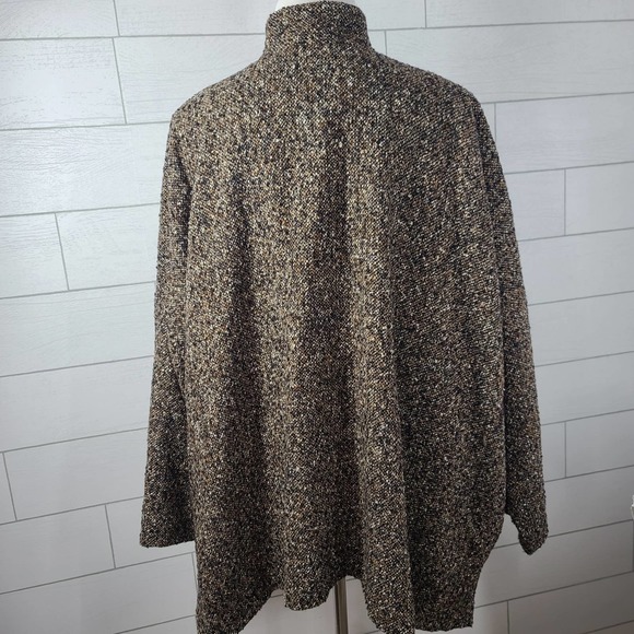 Eskandar Jacket Tweed 1 Lined Wool Blend Brown Black Oversized Lagenlook Boxy - Picture 8 of 14